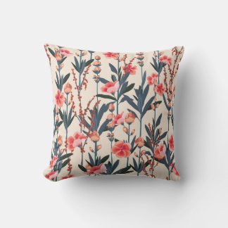 Garden Florals: Tropical Botanical Vintage Throw Pillow
