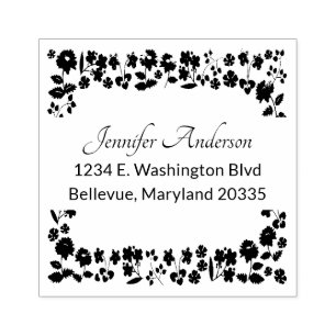 Garden Flower Frame Rubber Stamp