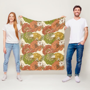Garden Flower Pattern Fleece Blanket