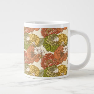 Garden Flower Pattern Large Coffee Mug