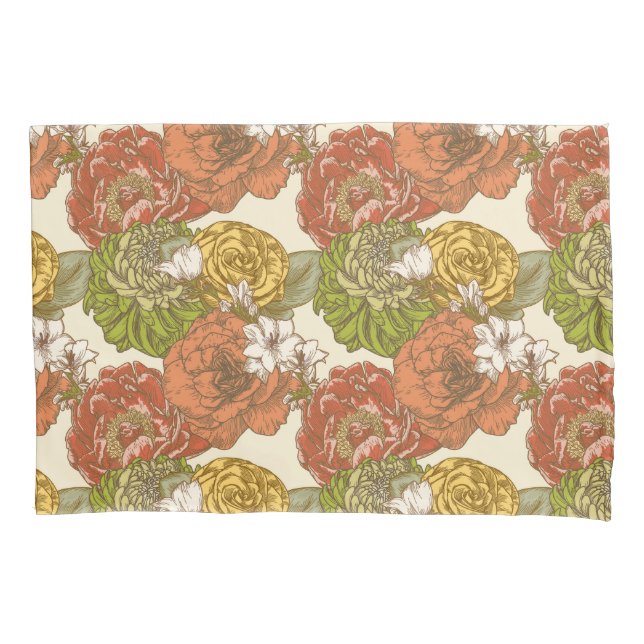 Garden Flower Pattern Pillowcase (Front-Left)
