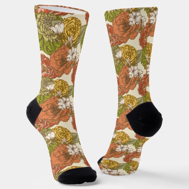 Garden Flower Pattern Socks (Angled)