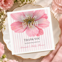 Garden Flower Pink Striped Baby in Bloom Shower