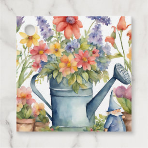 Garden Flowers and Watering Can Watercolor  Favour Tags