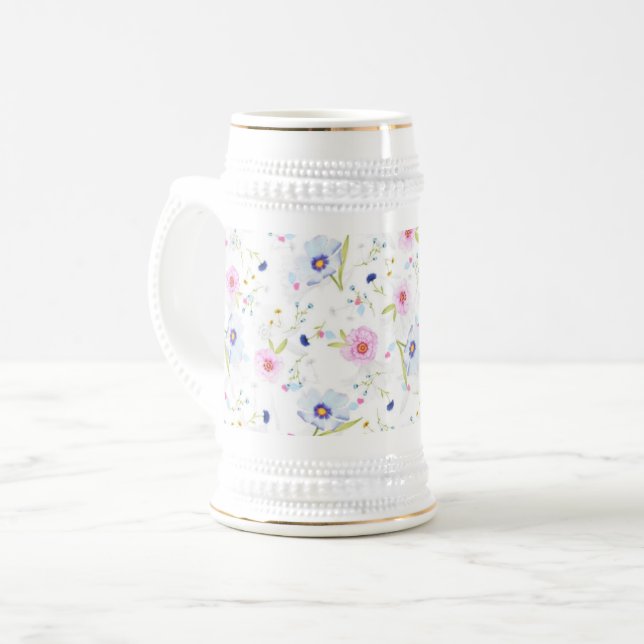 Garden Flowers Beer Stein (Front Left)