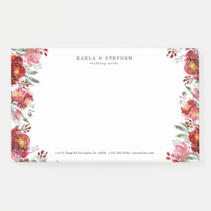 Garden Flowers Border Deep-red & Green Post-it Notes