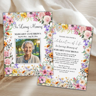 Garden Flowers Celebration Of Life Photo  Invitation