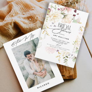 Garden Flowers Greenery Boho Floral Bridal Shower Invitation
