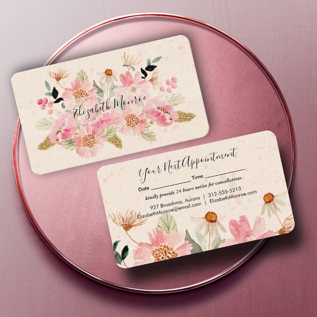 Garden Flowers Hair Stylist Salon Makeup Appointment Card (Creator Uploaded)