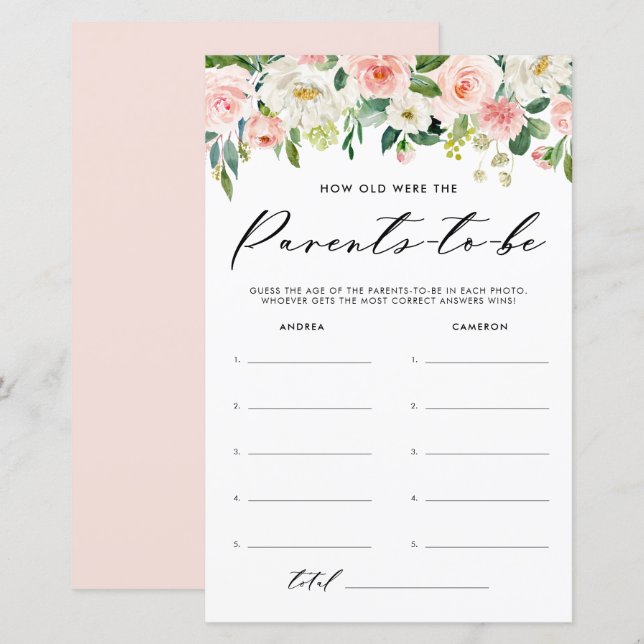 Garden Flowers How Old Were The Parents Baby Game (Front/Back)