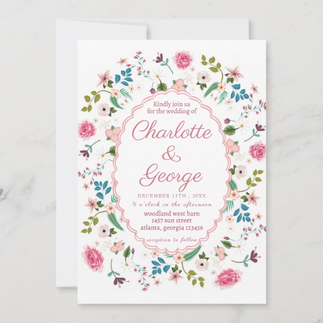  Garden Flowers party Wedding Invitation (Front)