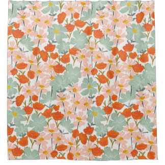 Garden flowers: pink, orange seamless