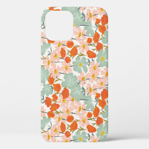 Garden flowers: pink, orange seamless iPhone 12 case