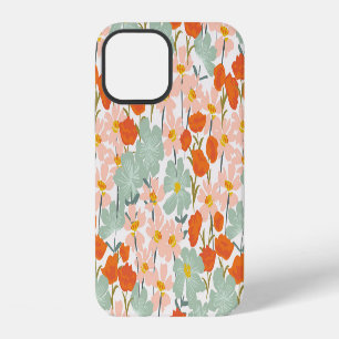 Garden flowers: pink, orange seamless iPhone 12 case