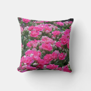 Garden Flowers Pretty Pink Blooms Floral Throw Pillow