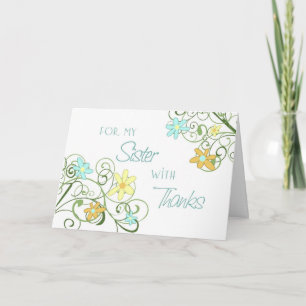 Garden Flowers Sister Thank You Maid of Honour Car Card