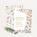 Garden Flowers Spring Wildflower Wedding Details Enclosure Card<br><div class="desc">This classy wedding details card will surely brighten up your wedding day. The design features cheerful watercolor wildflowers mixed with lush greenery foliage. Use the text fields to personalize the card with your own wording and details. The background colour of the invite is set to white, but feel free to...</div>