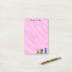 Garden Flowers Things to Do Pink Post It Note Pads