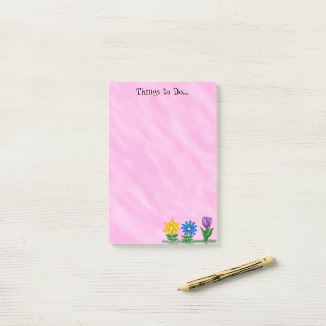 Garden Flowers Things to Do Pink Post It Note Pads (On Desk)