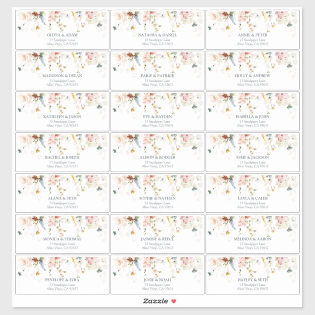 Garden Flowers Watercolor Guest Address (Sheet)