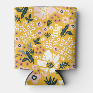 Garden Flowers: Yellow Vintage Charm. Can Cooler
