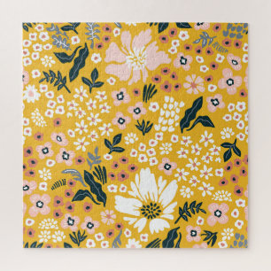 Garden Flowers: Yellow Vintage Charm. Jigsaw Puzzle