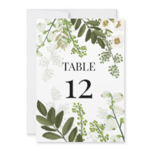 Garden Foliage Botanical Greenery Table Number