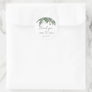 Garden Foliage Nature Greenery Wedding Thank You   Classic Round Sticker