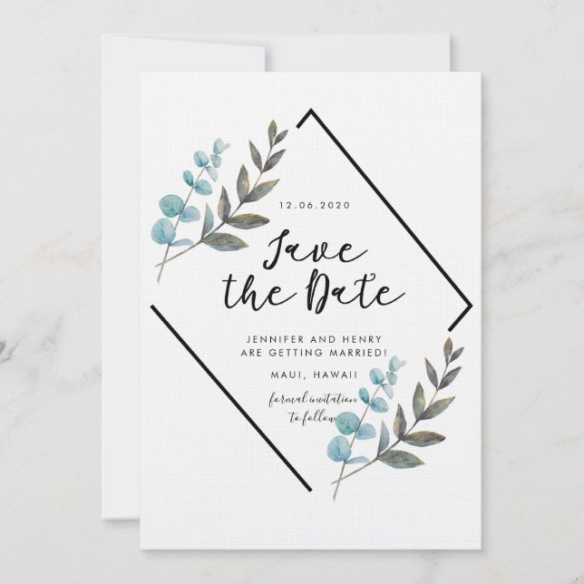 Garden Foliage Save the Date Card (Front)