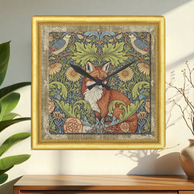 Garden Fox, Art Nuovo W. Morris, Horloge encadrée (Créateur téléchargé)