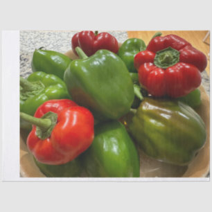 Garden-Fresh Red and Green Bell Peppers Tissue Paper