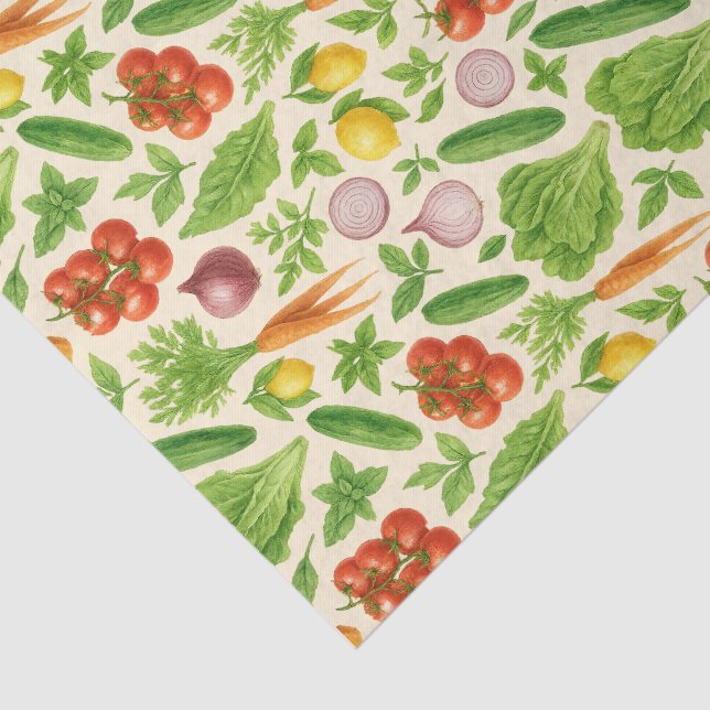 Garden-Fresh Veggies Tissue — Medium | Cream  Tissue Paper (Detail)