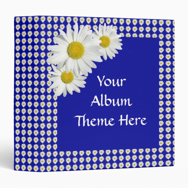 Garden-Fresh White Daisies Custom Binder (Front/Spine)