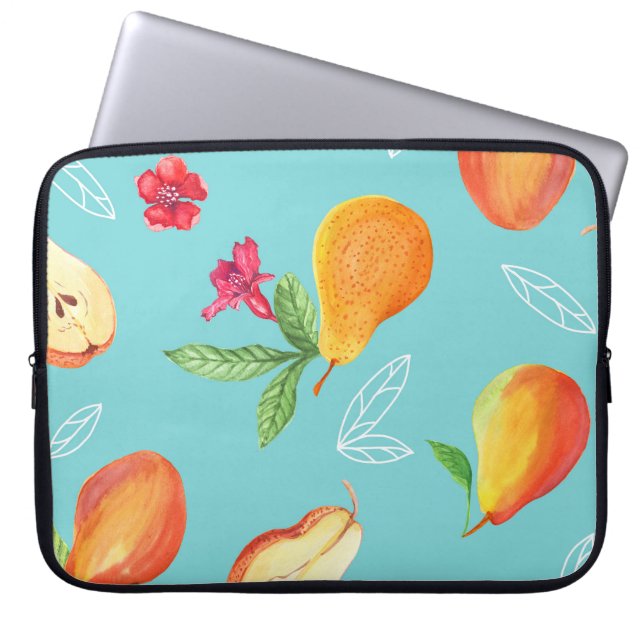 Garden Fruits: Watercolor Blue. Laptop Sleeve (Front)
