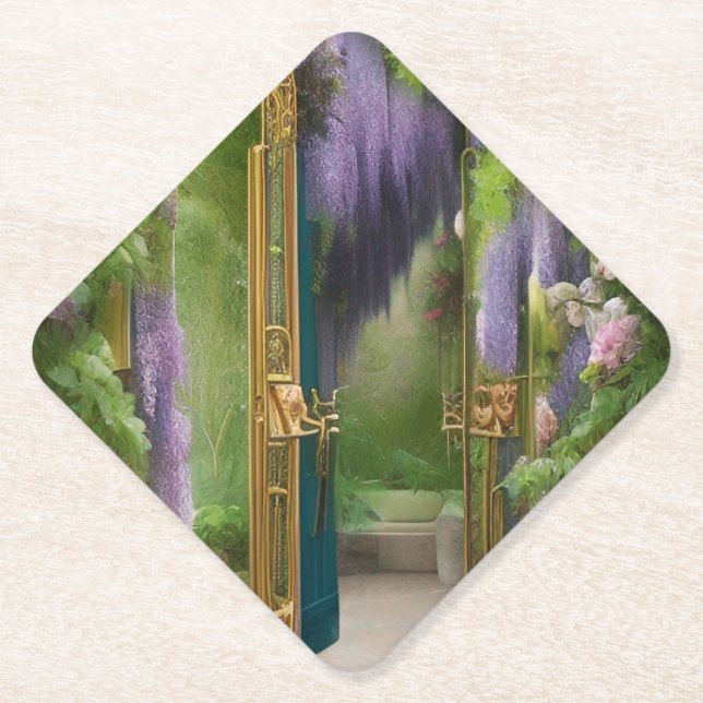 Garden Gate and Wisteria  Paper Coaster (Front)