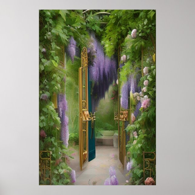 Garden Gate and Wisteria Poster (Front)