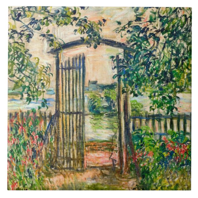 Garden Gate at Vetheuil Claude Monet Art Tile (Front)