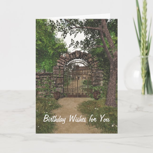 Garden Gate Birthday Card (Front)