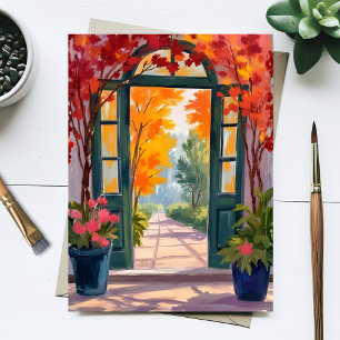 Garden Gate   Watercolor Botanical Floral Painting Postcard