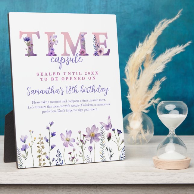 Garden Girl Wildflower First Birthday Time Capsule Plaque (Side)