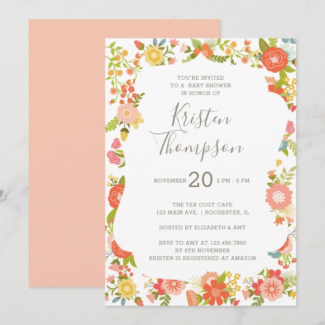 Garden Glory Baby Shower Invitation (Front/Back)