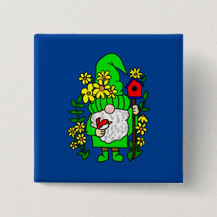 Garden Gnome  2 Inch Square Button