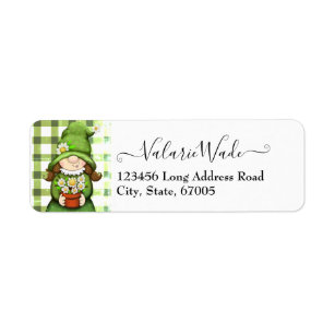 Garden Gnome and Green Plaid Return Address