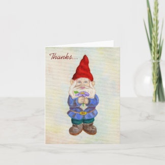Garden Gnome avec carte de remerciements à fleurs
