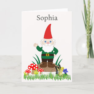 Garden Gnome Birthday Personalize Name Age Card