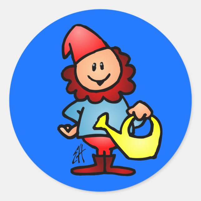 Garden gnome classic round sticker (Front)