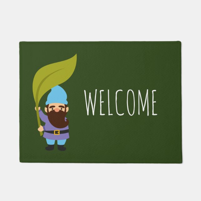 Garden Gnome colourful and fun welcome Doormat (Front)