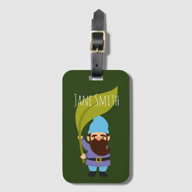 Garden gnome cute gardening theme luggage tag (Front Vertical)