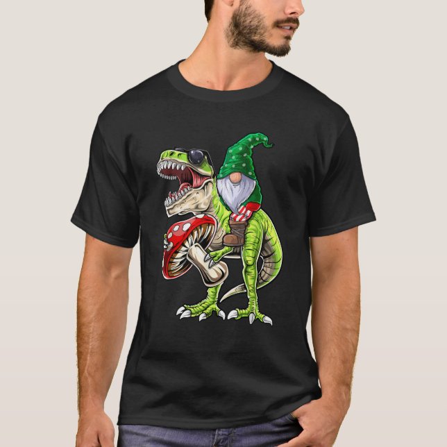 Garden Gnome Hat T Rex Dinosaur Funny Gardening Wo T-Shirt (Front)