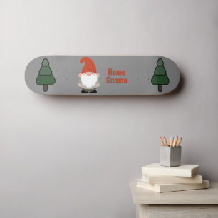 Garden Gnome Home Gnome and Trees on Grey Skateboard